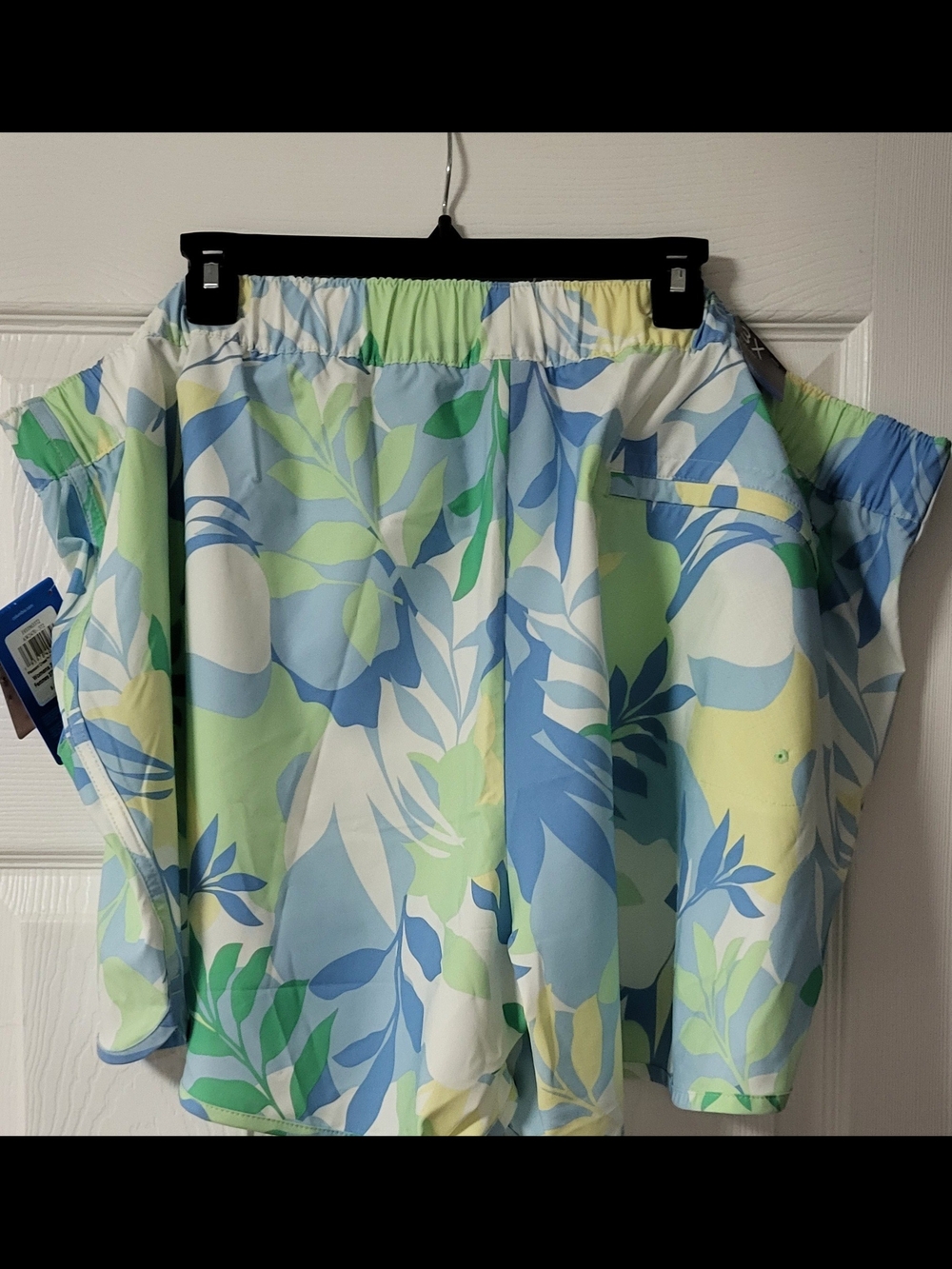 Women's Plus-Size Columbia Women’s Leaf-Print Swim Shorts - Light Blue & Green